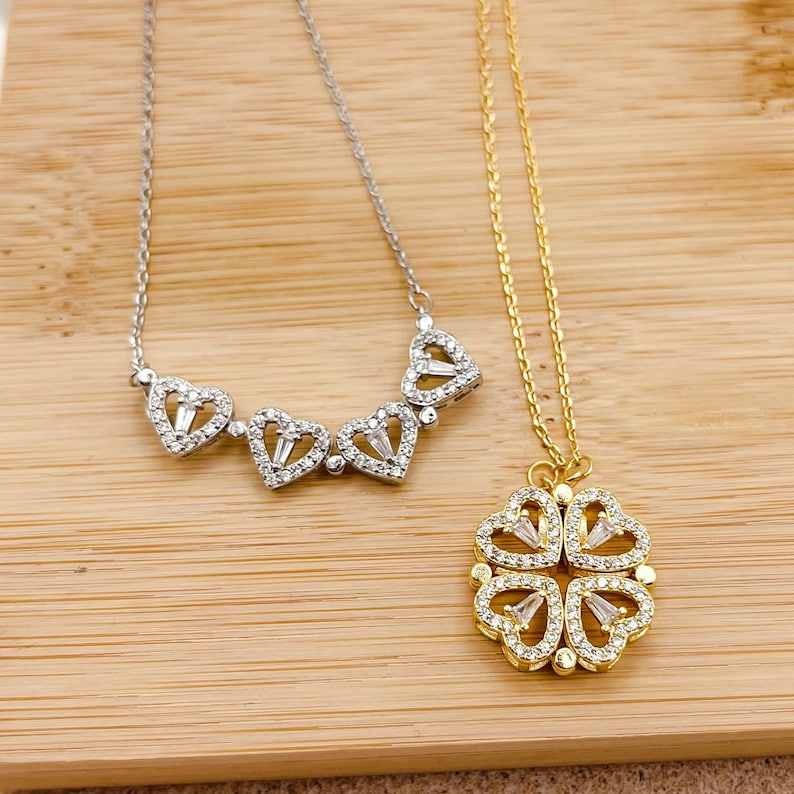 Rose Gold 2-in-1 Heart Clover Necklace
