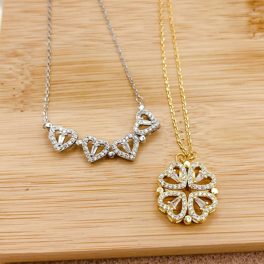 Rose Gold 2-in-1 Heart Clover Necklace