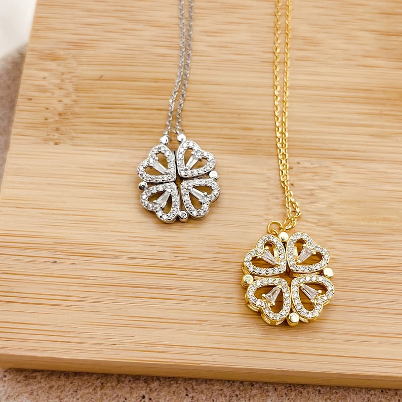 Rose Gold 2-in-1 Heart Clover Necklace