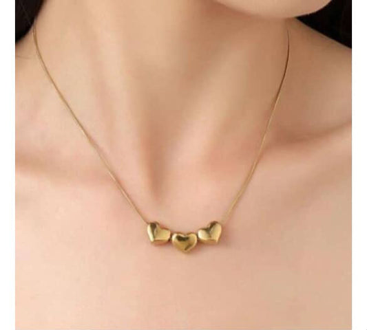 Triple Heart Gold Necklace