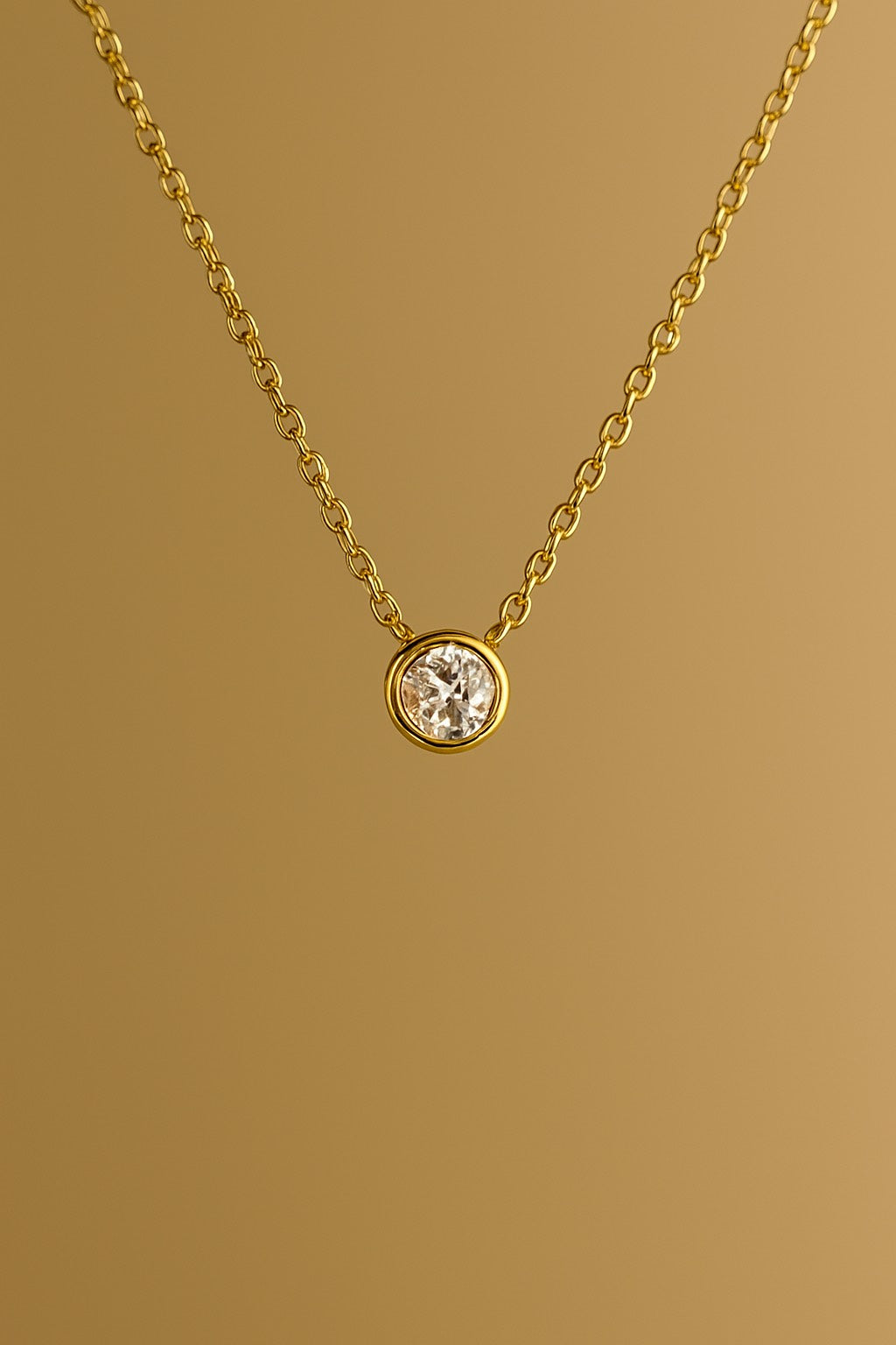 Classic Solitaire Diamond Necklace in Gold