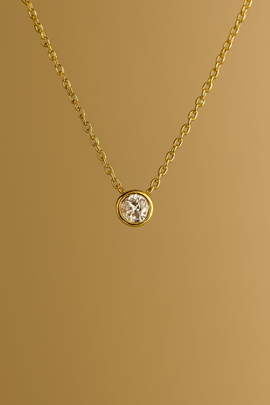 Classic Solitaire Diamond Necklace in Gold