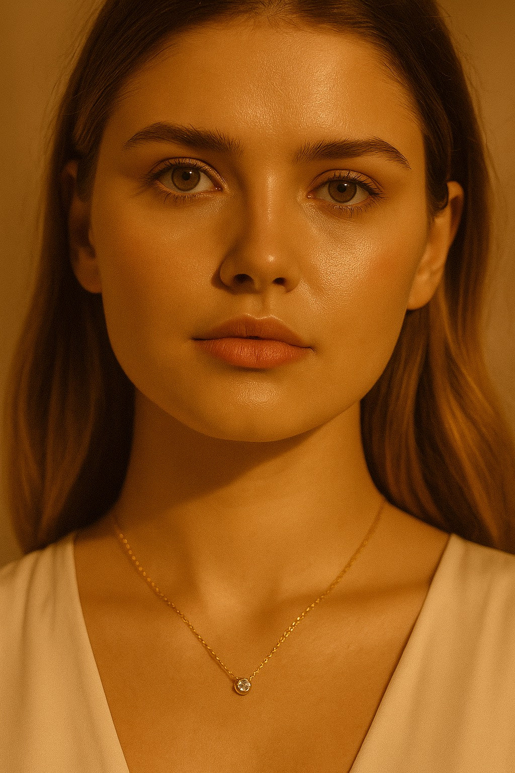 Classic Solitaire Diamond Necklace in Gold