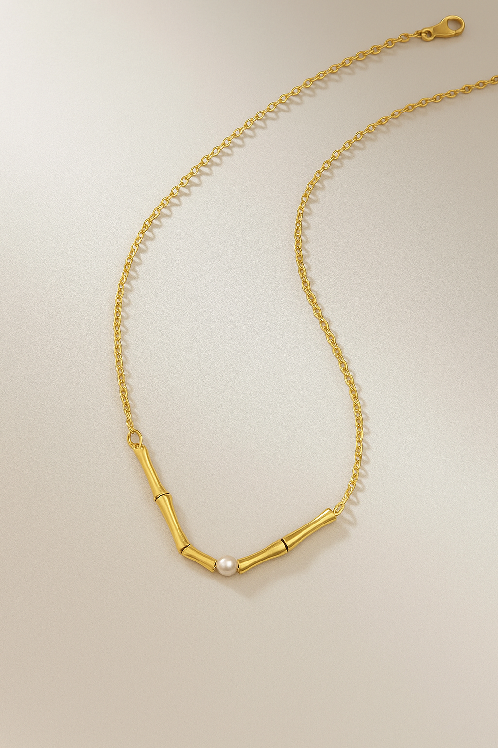 Golden Bamboo Pearl Necklace