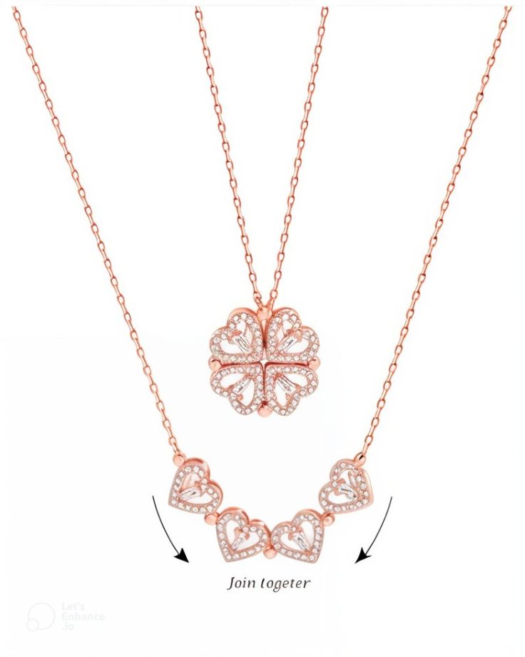 Rose Gold 2-in-1 Heart Clover Necklace