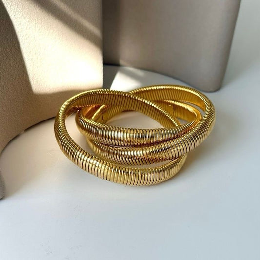 Golden Twirl Trio Bracelet