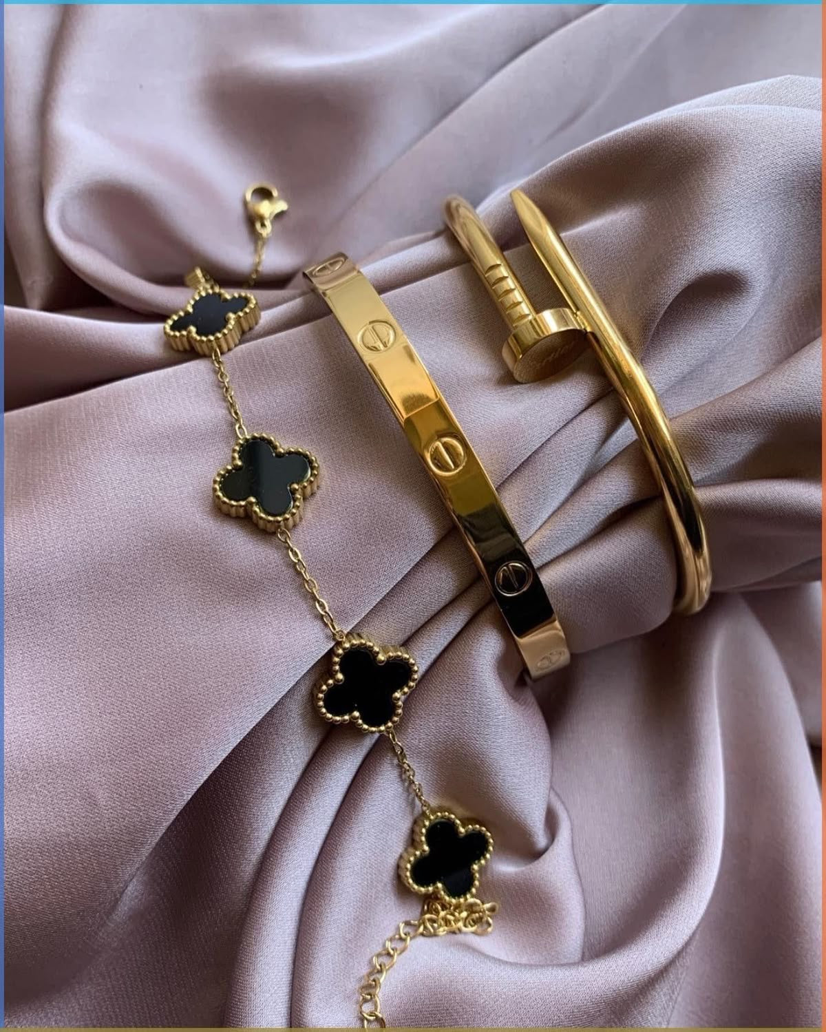 “Golden Hour Stack” – Luxe Bracelet Trio