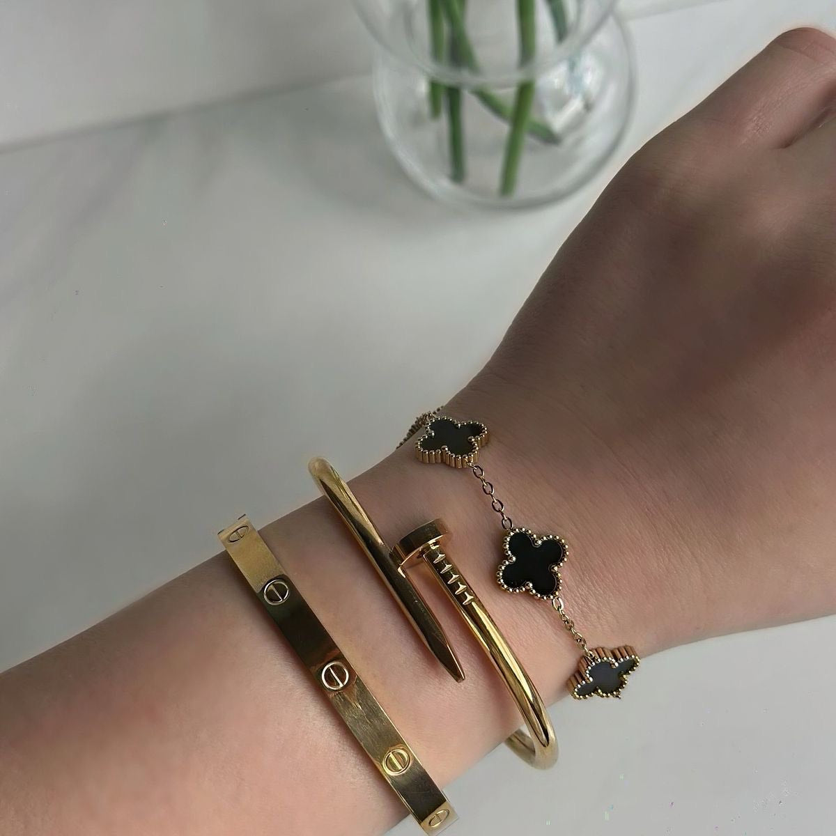 “Golden Hour Stack” – Luxe Bracelet Trio