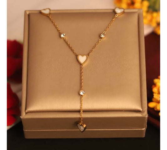 Gold Heart Pendant Necklace with Crystal Accents