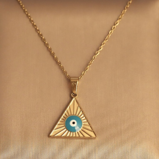 Golden Triangle Evil Eye Protection Necklace