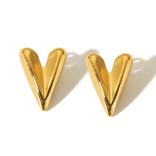 Gold Plated Heart Stud Earrings – Modern Elegant Women’s Jewelry